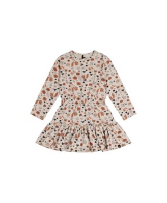 Little and Big Girl 6- 14 Cotton Dress with Squirrel Print