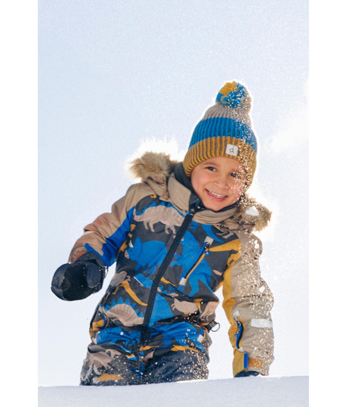 Комбинезон Deux par Deux One Piece Play Snowsuit Dinosaur Print для мальчиков-малышей, цвет: Серый / Синий — фото 3