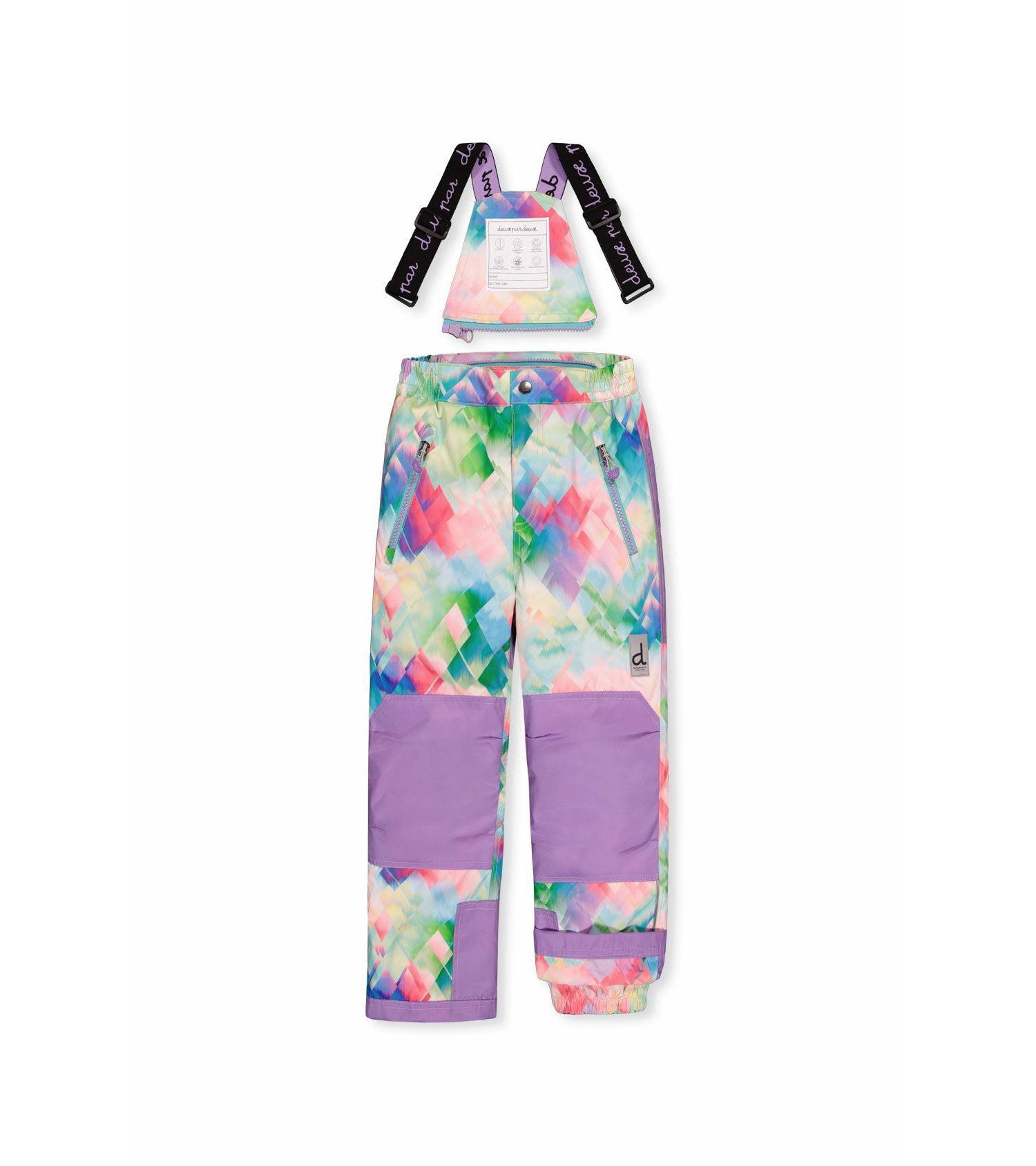 Big Girls (6-14) Two Piece Play Snowsuit Multicolored with A Diamond Pattern