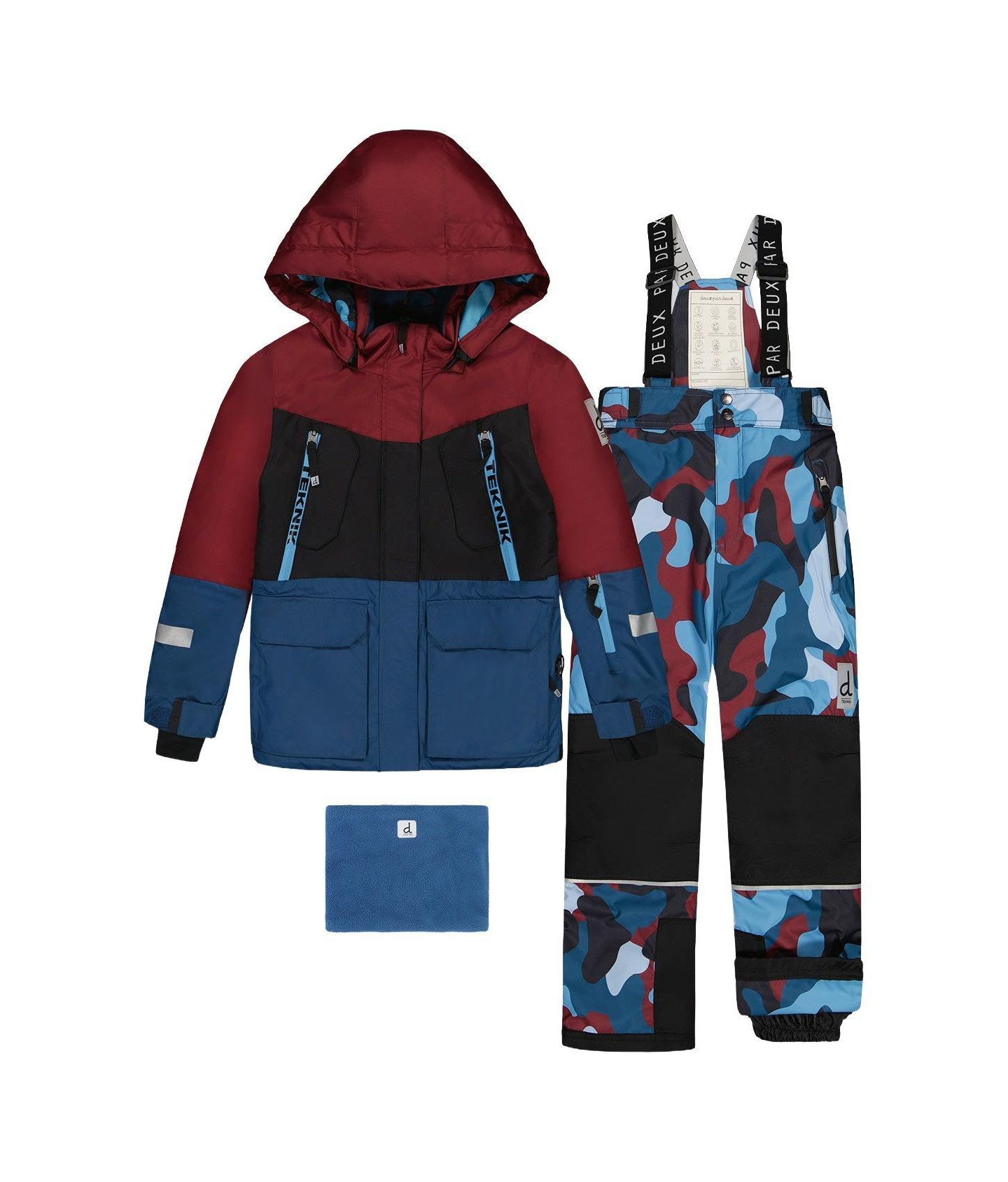 Deux par Deux Little and Big Boy (6 - 14) Two-Piece Teknik Snowsuit, цвет: Синий / Камуфляж — фото 1