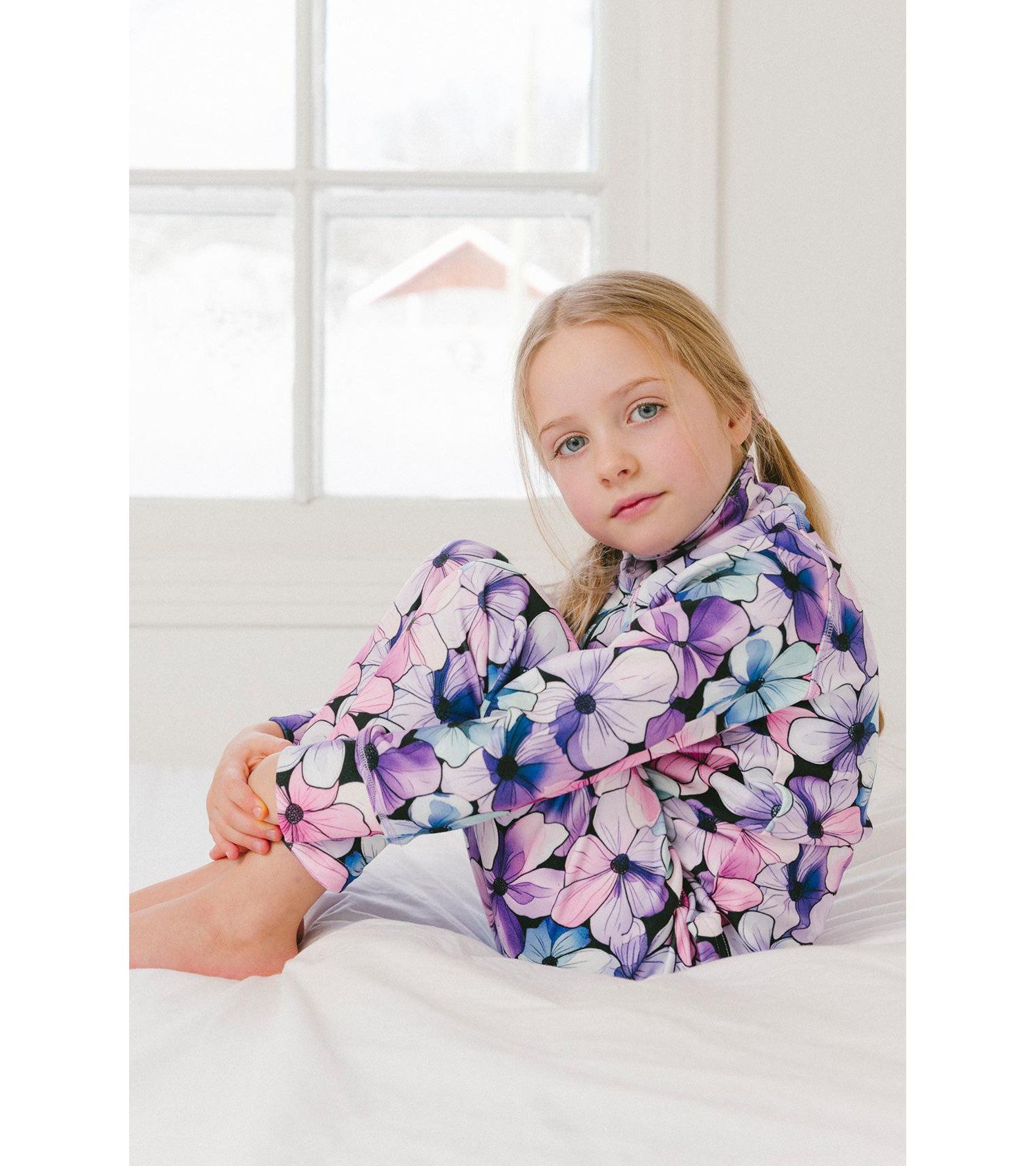Little Girls 6-14 Two Piece Thermal Underwear Floral Print