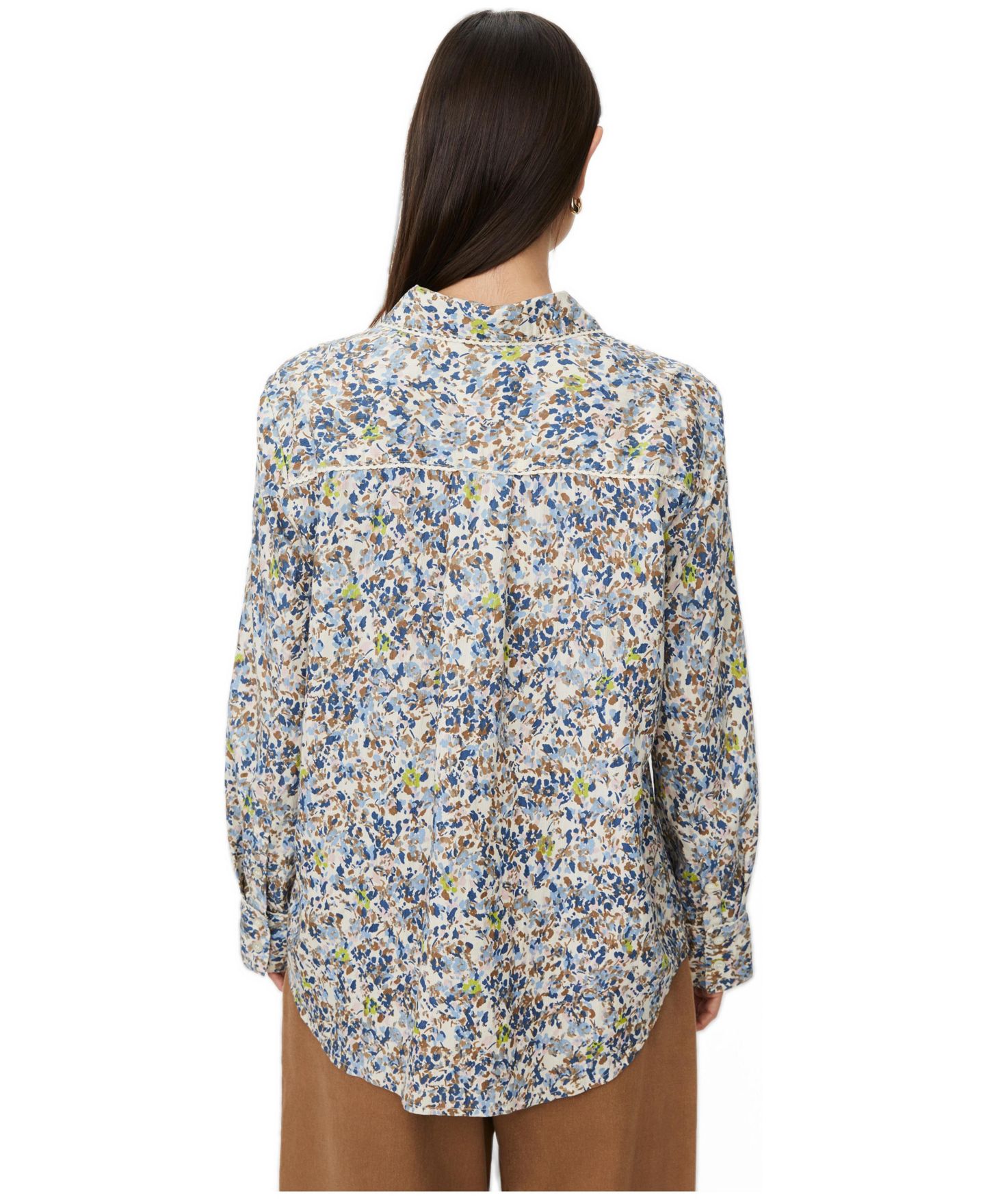 Женская рубашка Masai Copenhagen MaIthyria Long-Sleeve Floral-Print Button-Down, цвет: Синий — фото 3