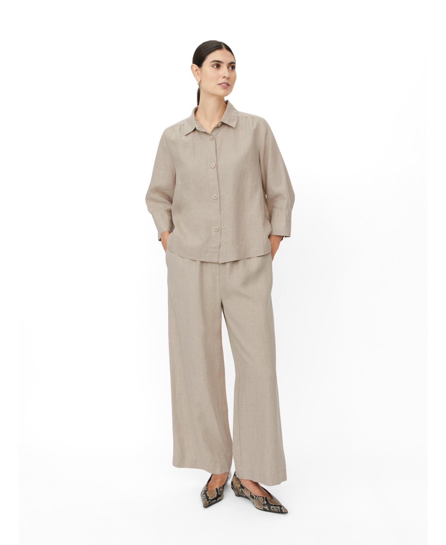 Women's Midakai 3/4-Sleeve Linen Button-Up Shirt