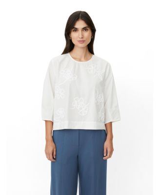 Women's MaDrenithra Embroidered Floral-Print 3/4 Sleeve Blouse