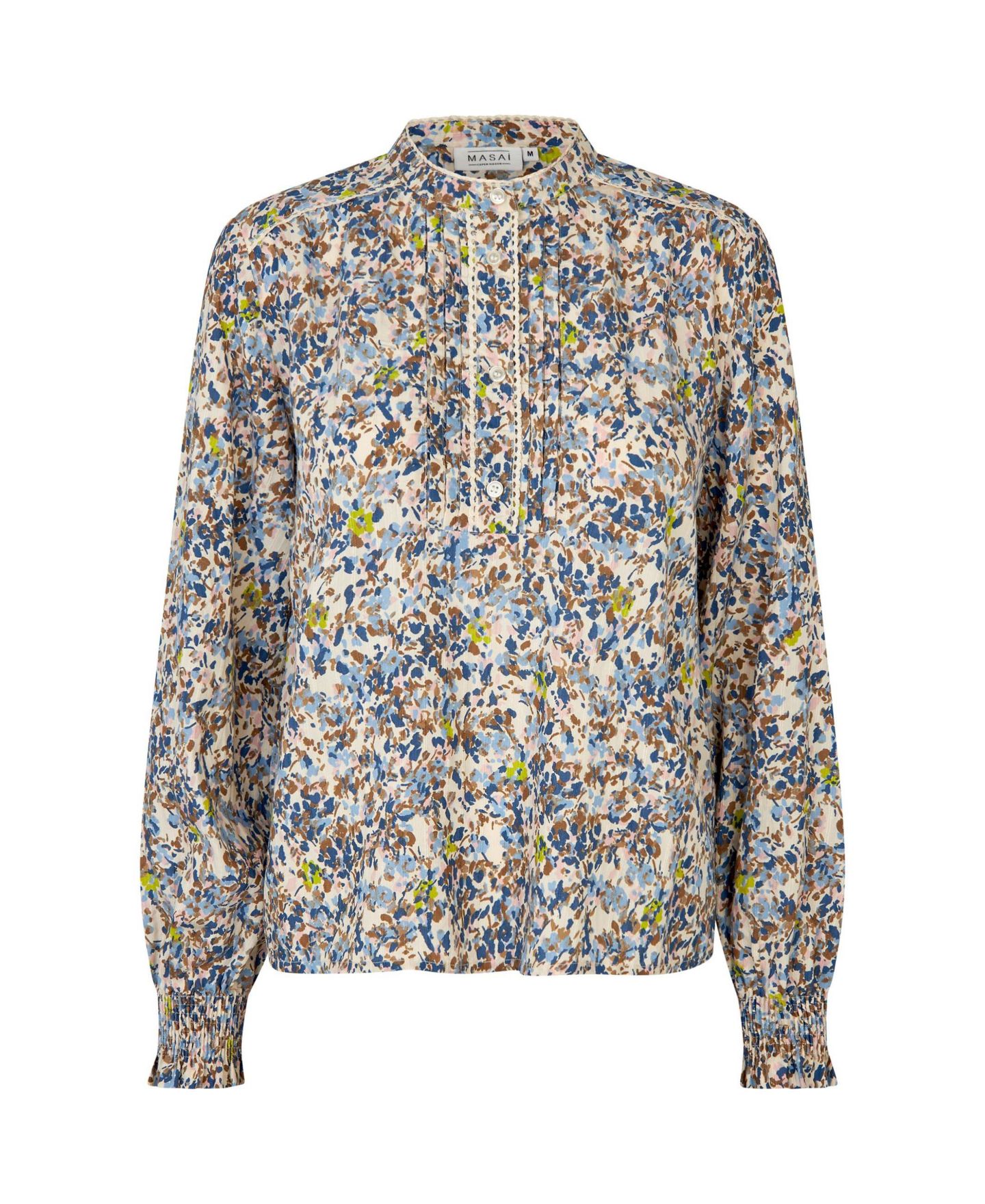 Женская блузка Masai Copenhagen MaDionelle Floral Mandarin Collar Long-Sleeve, цвет: Синий — фото 5