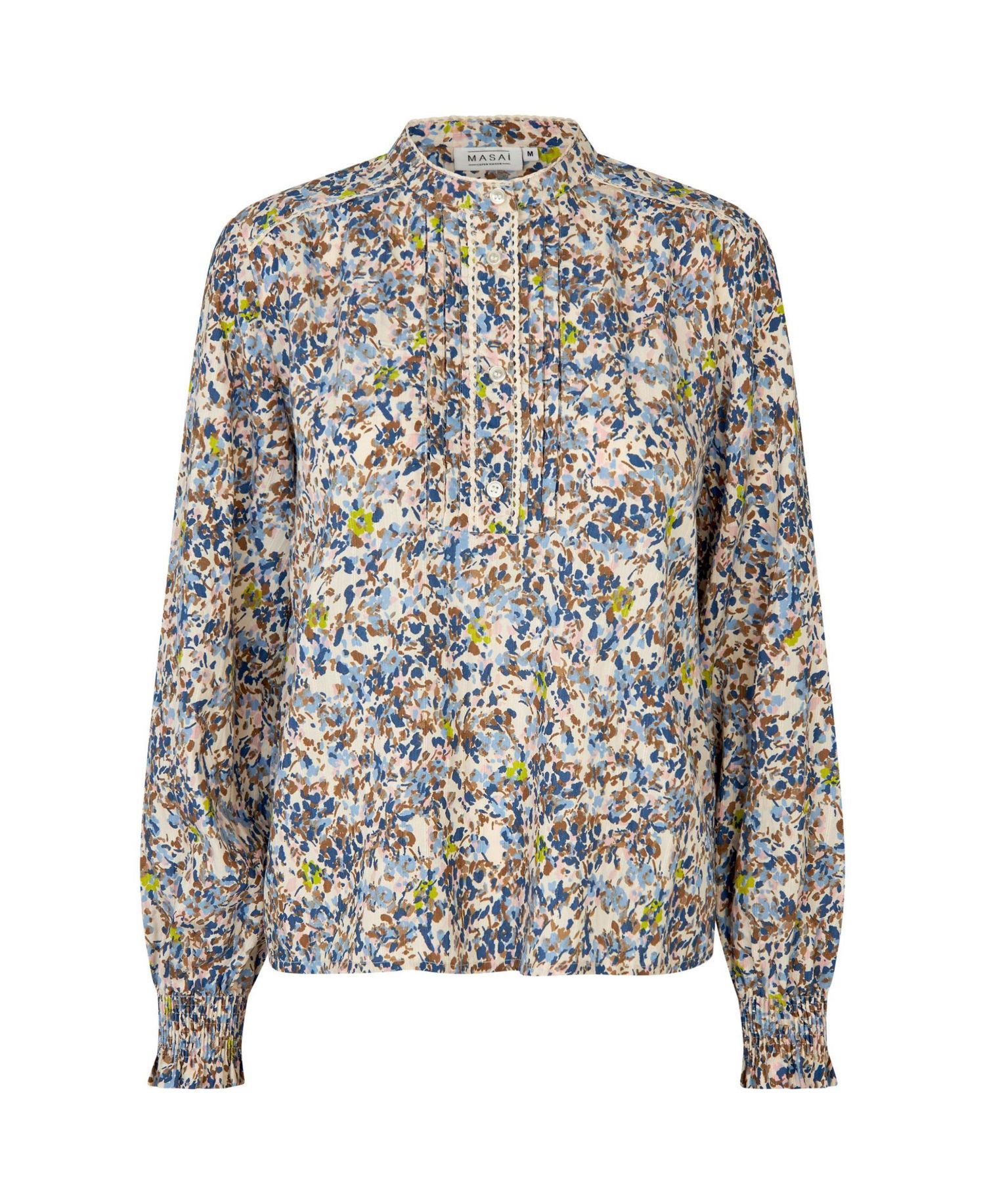 Women's MaDionelle Floral Mandarin Collar Long-Sleeve Blouse