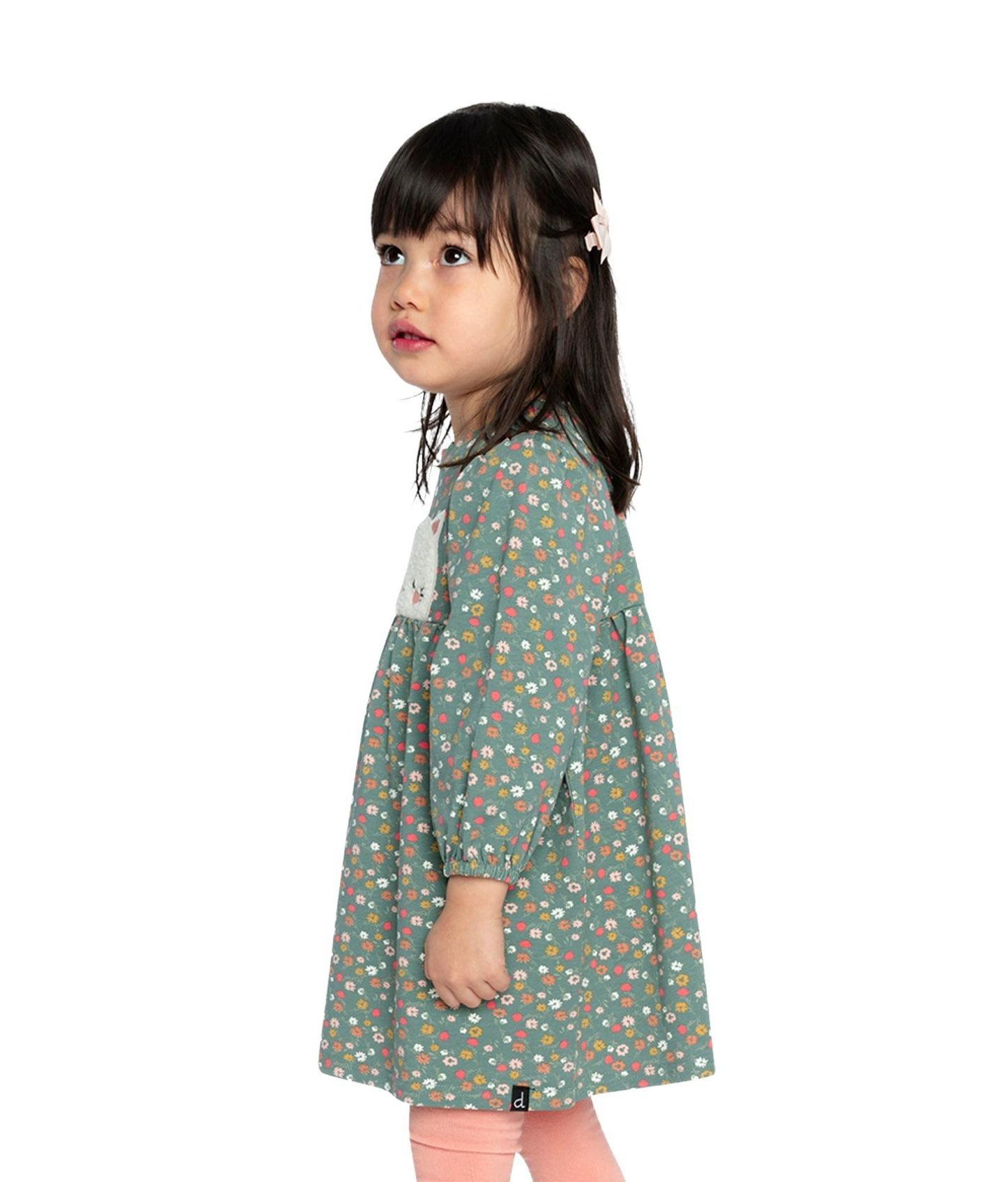 Платье Deux par Deux Cotton Printed Dress для девочек, цвет: Зелёный с принтом — фото 5
