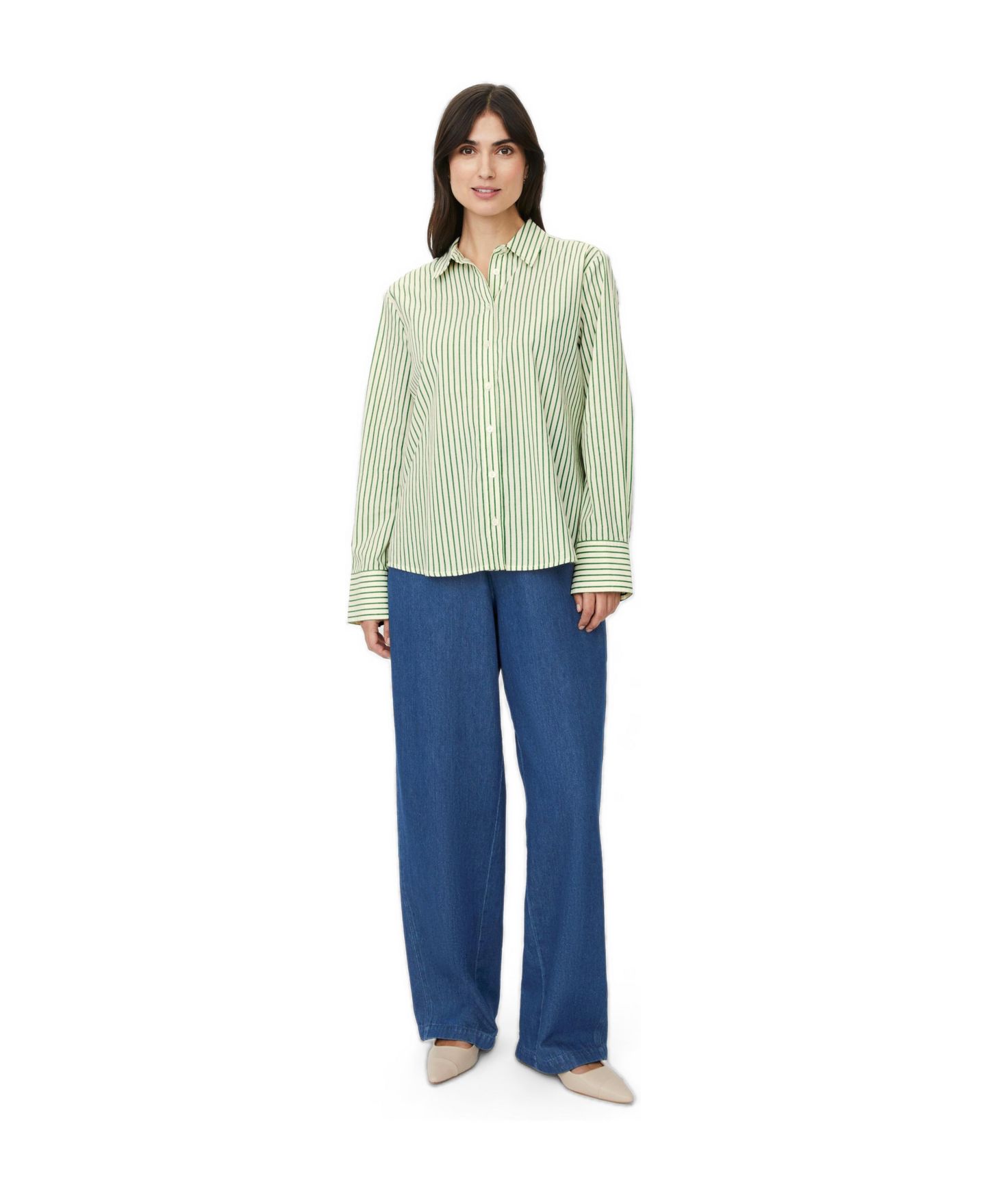 Женская рубашка Masai Copenhagen Mairyelle Striped Long-Sleeve Button-Down, цвет: Мятный зелёный — фото 2