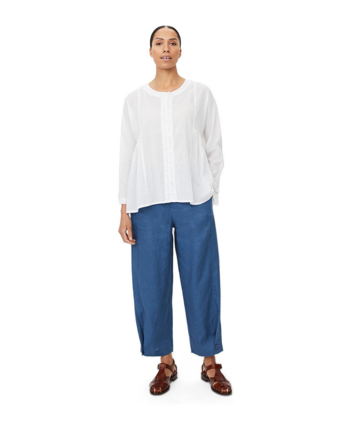 Женская блузка Masai Copenhagen MaIanelle Long-Sleeve Cotton Button-Up, цвет: Белый — фото 2