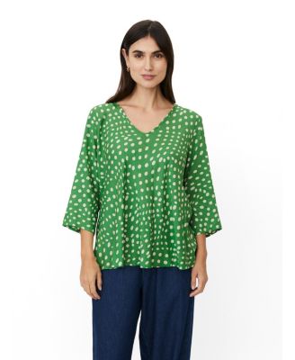 Women's MaKatacia V-Neck 3/4-Sleeve Polka-Dot Blouse
