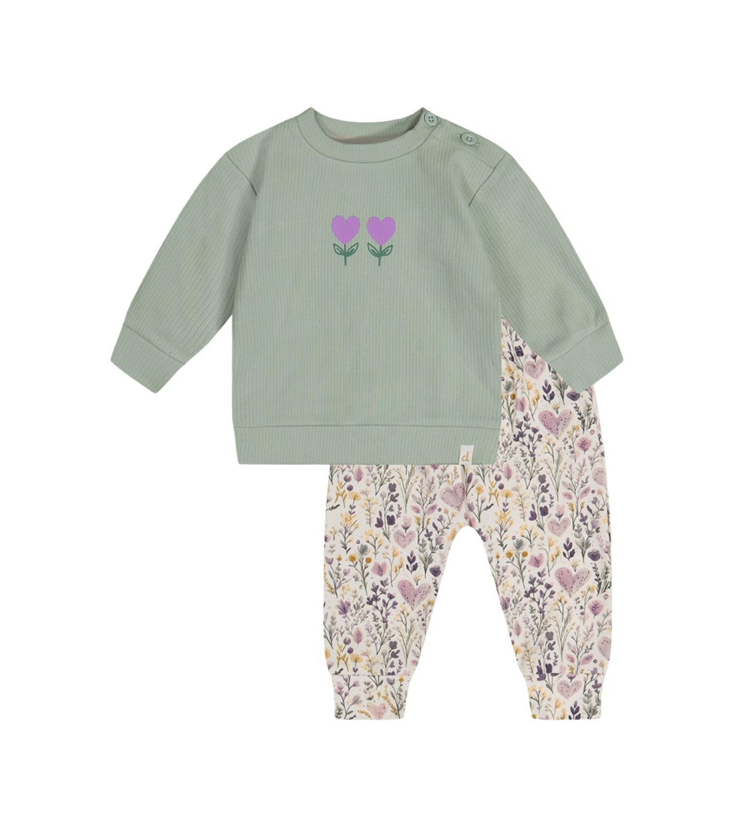 Baby Girls ( 3M to 24 M ) Cotton Pants and Top Set Heart Print