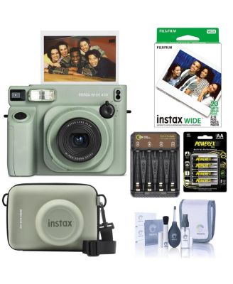 Instax Wide 400 Instant Film Camera, Bundle with Case, 20x Color Print Film, 4x Ni-MH Battery, GX-CH-AA4 Charger and Cleaning Kit