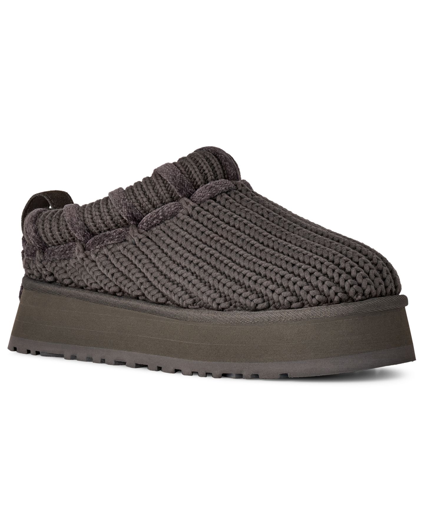 Женские тапочки UGG® Tazz Whipstitch Knit Slip-On Slippers, цвет: Угольный — фото 1