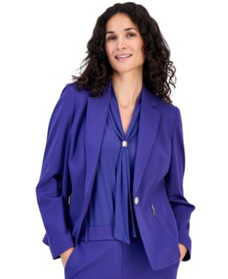 Petite Notch-Collar One-Button Compression Jacket