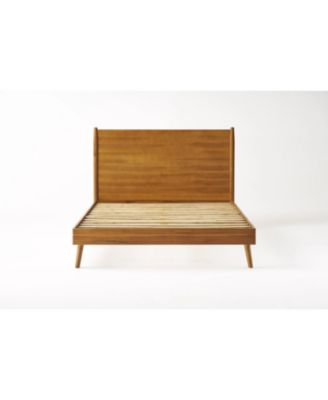 Mid-Century Modern Bed Acacia Wood, No Box Spring