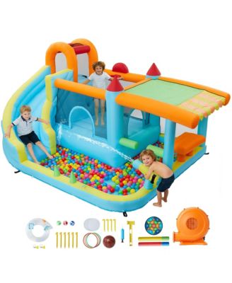 12-in-1 Inflatable Bounce House With Slide and Water Play, For 2-8 Kids, Ages 3+
