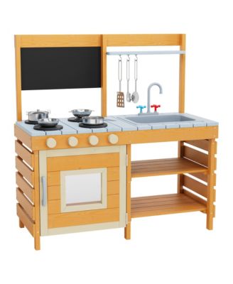 Outdoor Wooden Play Kitchen, Fir Wood Kids Mud Kitchen for Children Ages 3 Plus for Backyard or Garden