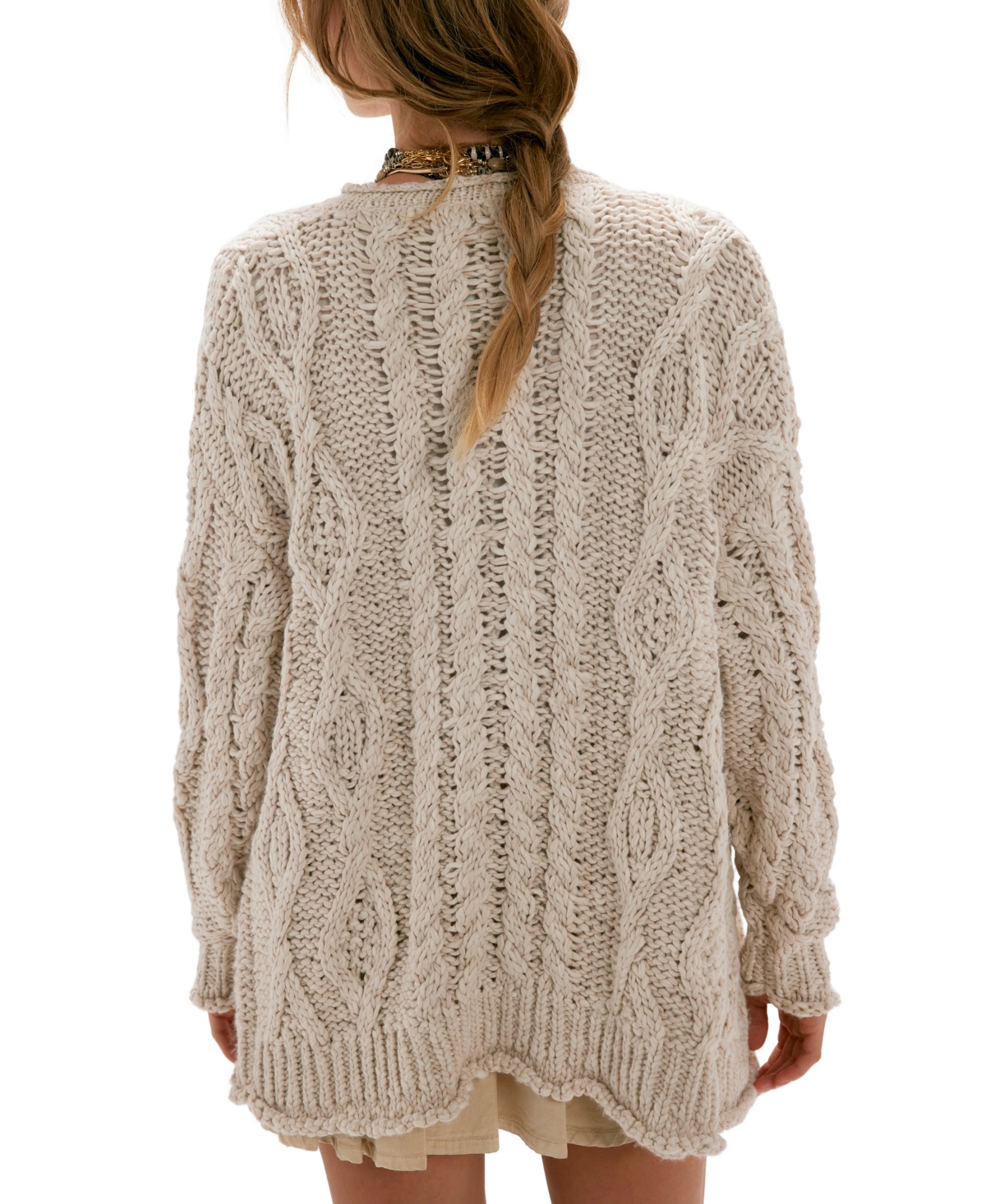 Free People Women's Chunky Cable-Knit Button-Front Cardigan