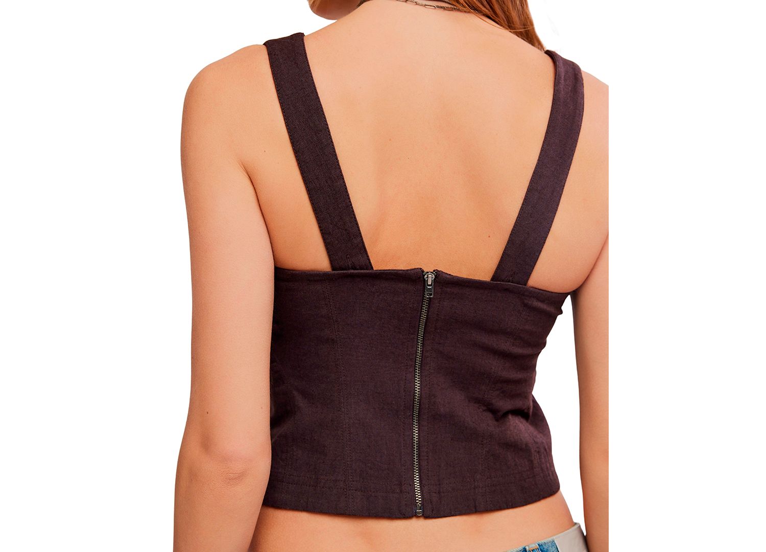 Women's Corset-Style Square Neck Sleeveless Top
