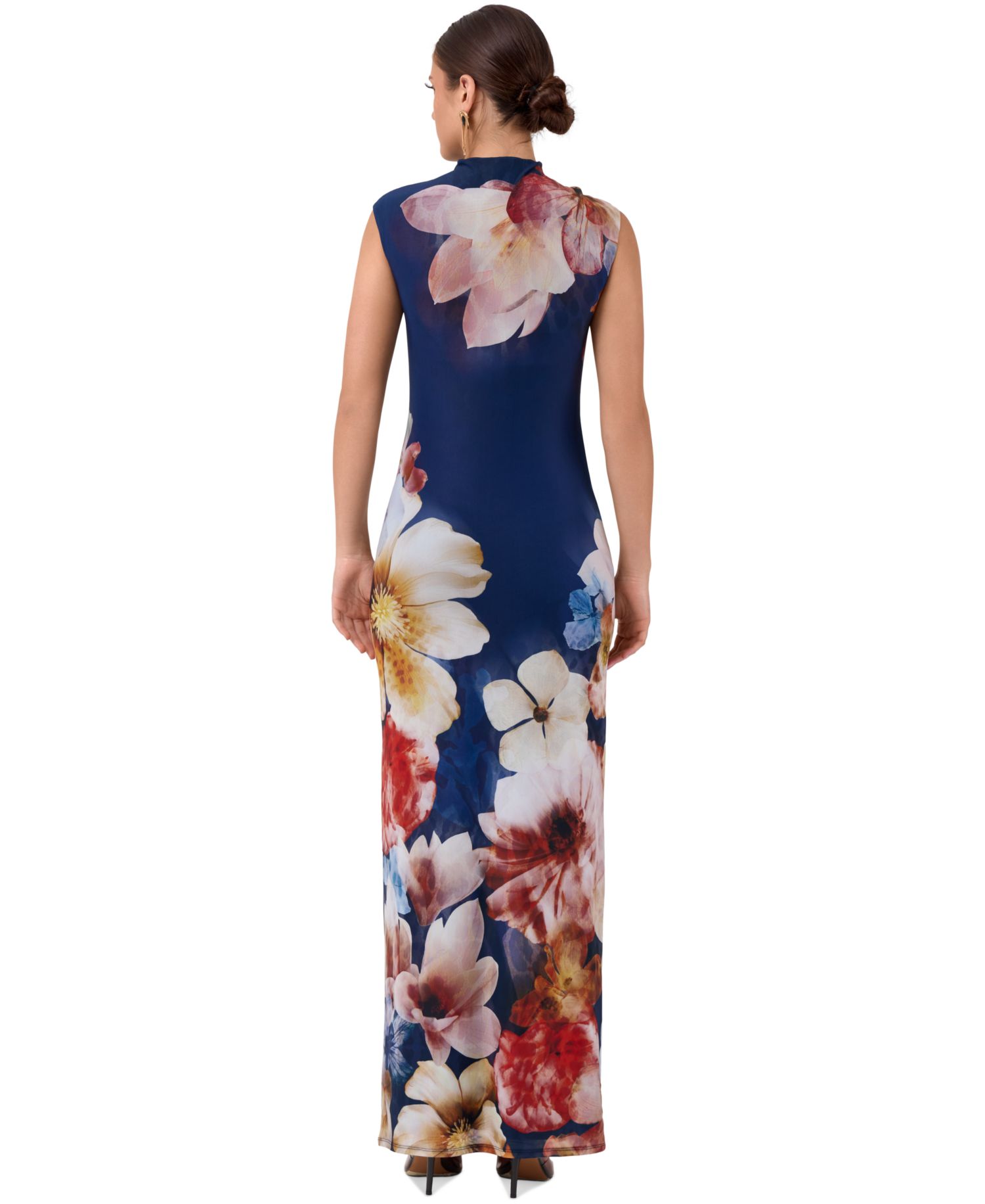 Women's Coco Mesh Midi Snake-Print Mock-Neck Cap-Sleeve Dress