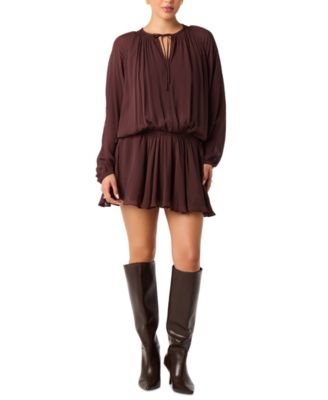 Women's Stacey Long-Sleeve Tie-Neck A-Line Dress