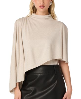Women's Jailene Asymmetrical Cape-Sleeve Mock-Neck Blouse