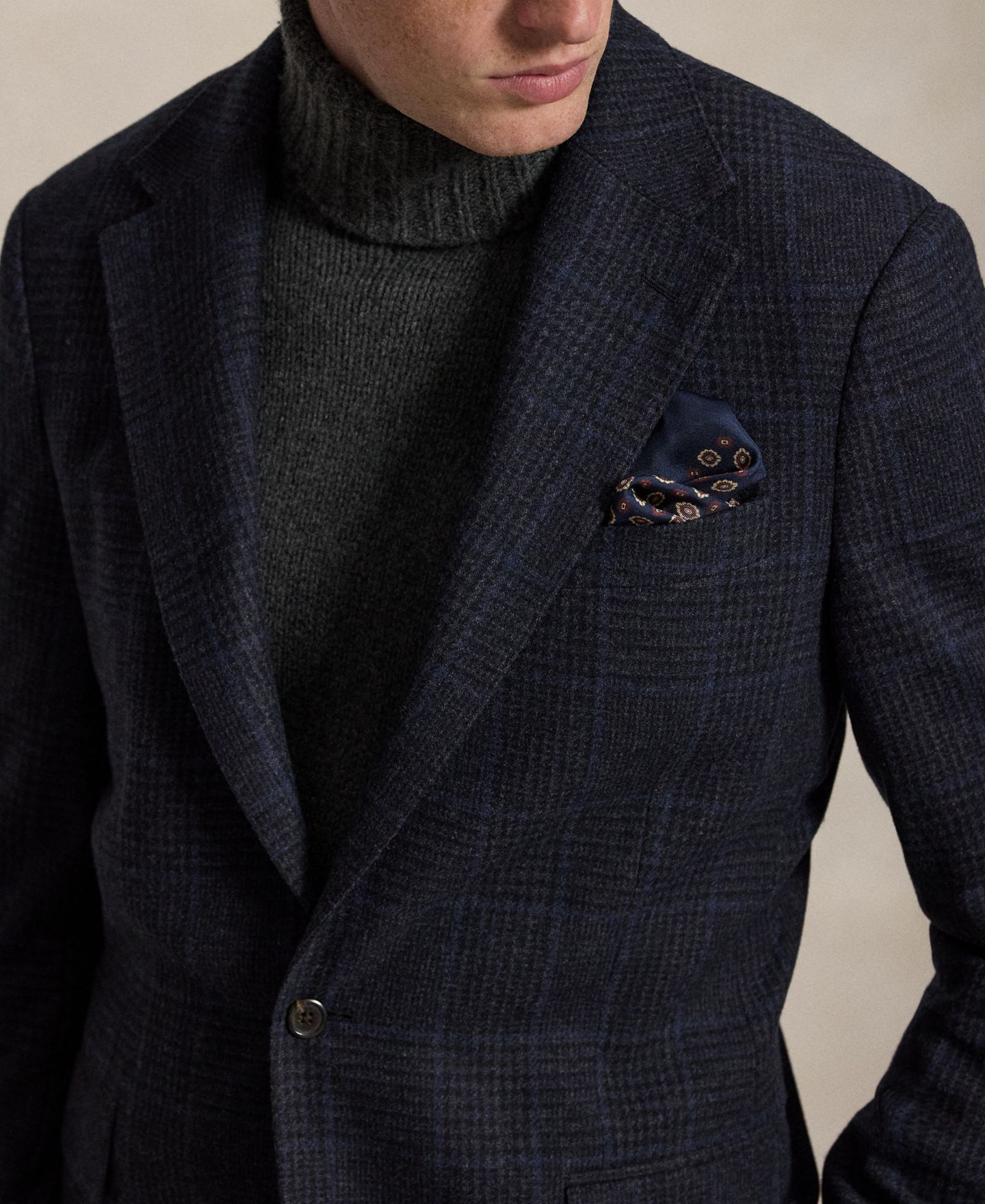 Мужской пиджак Polo Ralph Lauren Polo Modern-Fit Glen Plaid Sport Coat, цвет: Тёмно-синий / Тёмно-синий потёртый синий стальной синий — фото 3