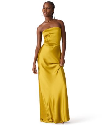 Women's Strapless Open-Back Satin Dress
