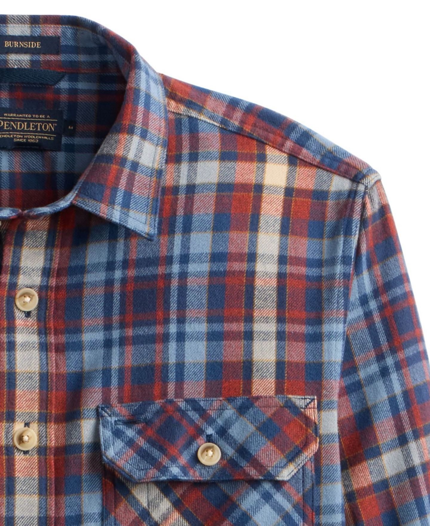 Мужская рубашка Pendleton Burnside Flannel Long-Sleeve, цвет: Синий / Красный клетчатый — фото 3