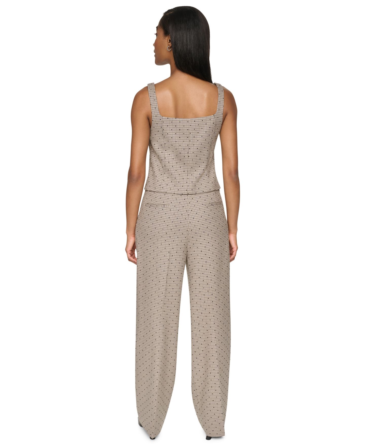 Женский жилет DKNY Embellished Houndstooth Square Neck Vest, цвет: Чёрный разноцветный — фото 7