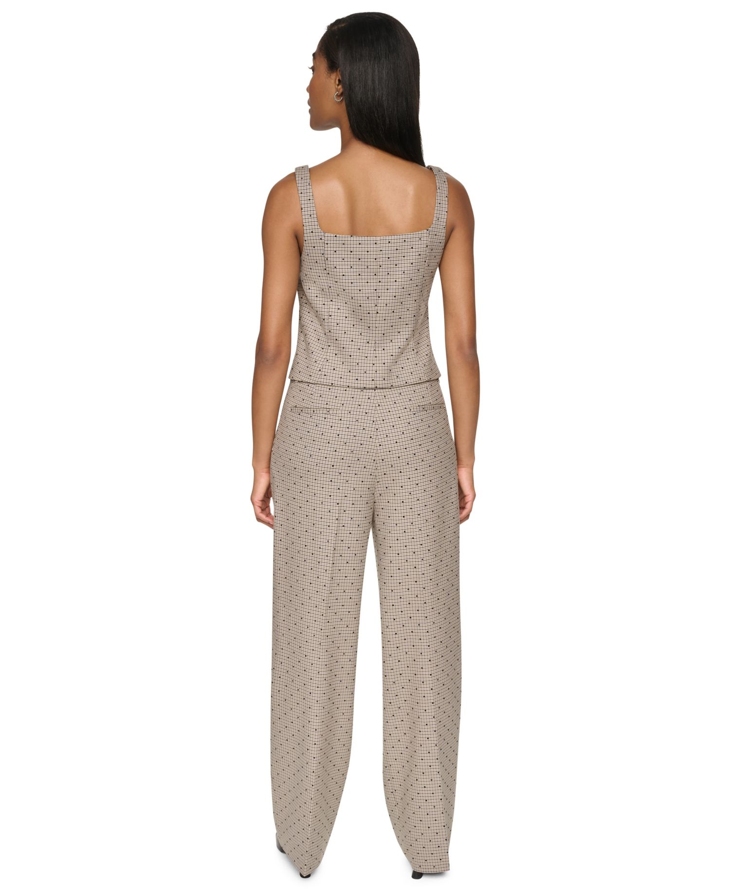 Women's Embellished Houndstooth Square Neck Vest