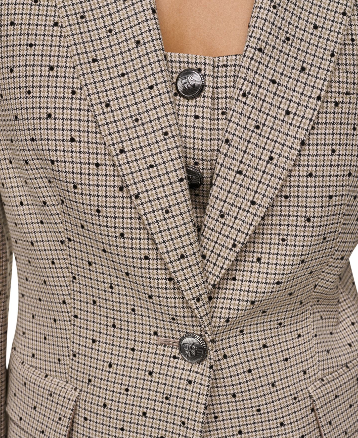 Женский пиджак DKNY Embellished Houndstooth Blazer, Regular & Petite, цвет: Чёрный разноцветный — фото 15