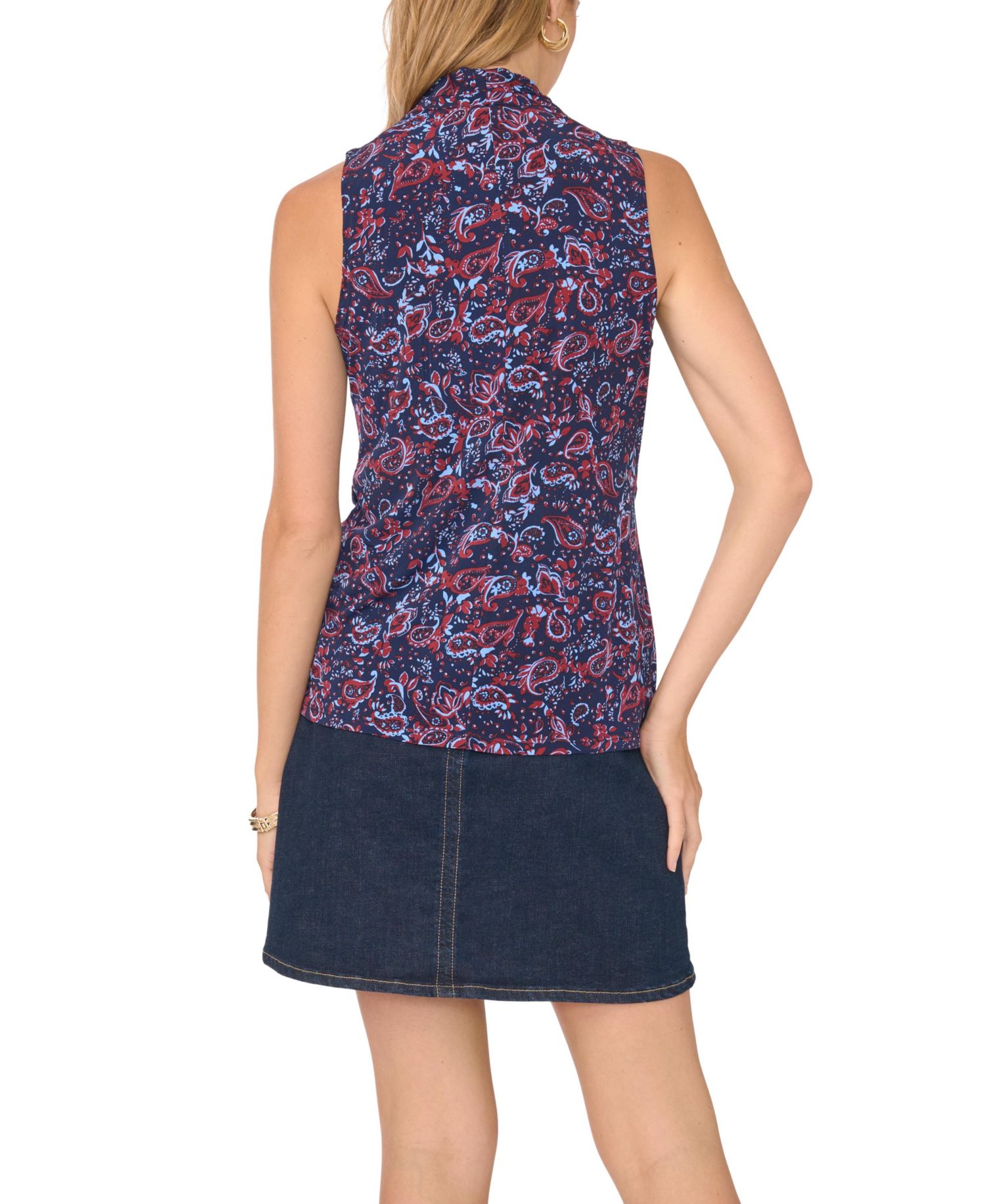 Women's Front Cross Over Wrap Paisley Tank Top
