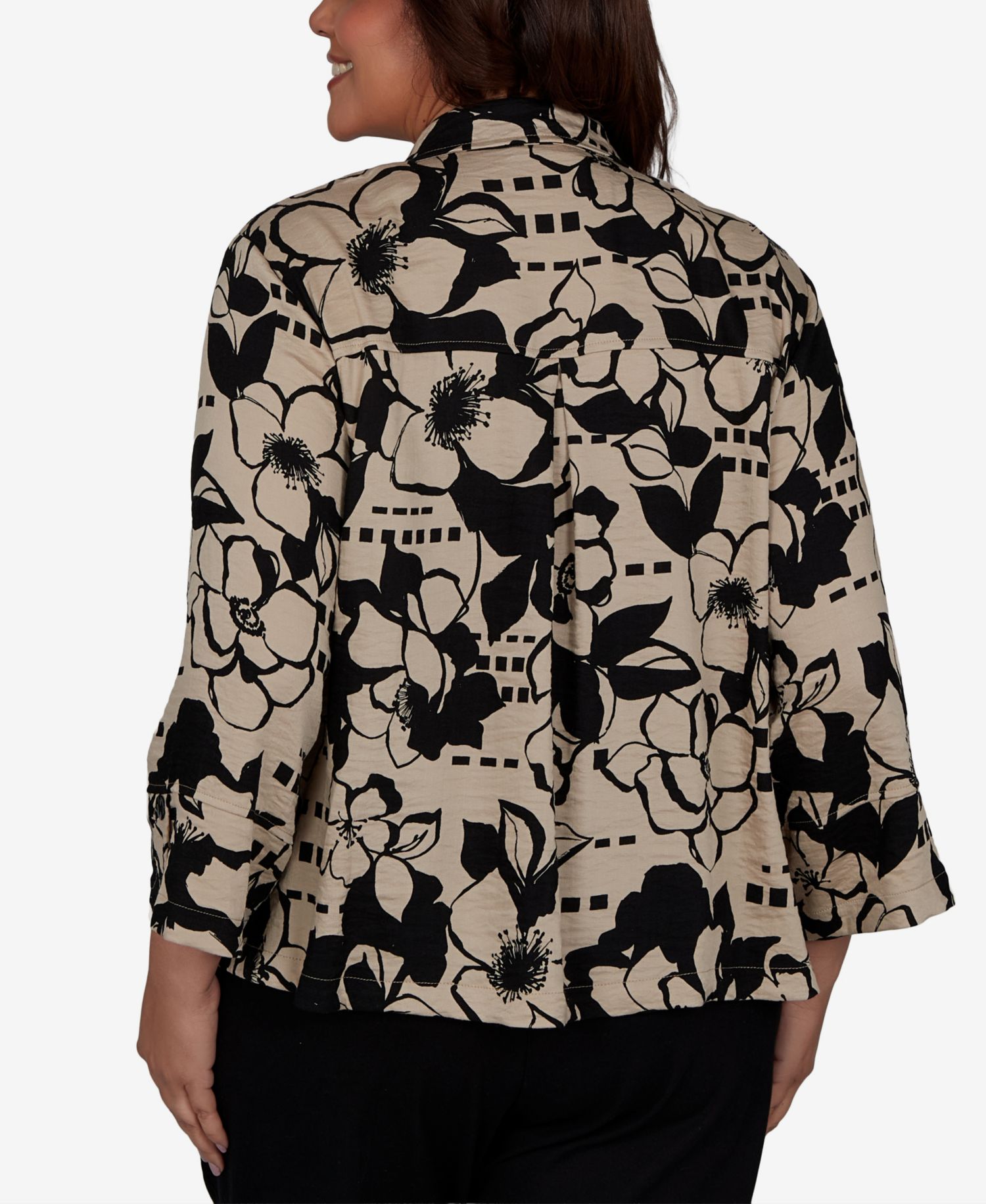 Plus Size Geo Floral Button-Front Top