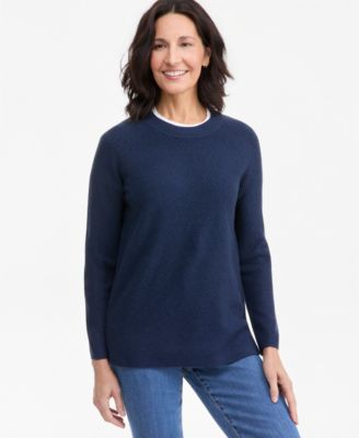 Women's LuxSoft Novelty-Stitch Crewneck Sweater