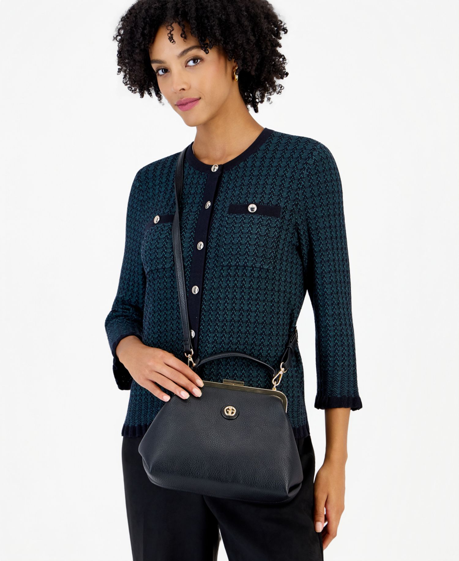 Pebble Framed Clutch Crossbody Bag