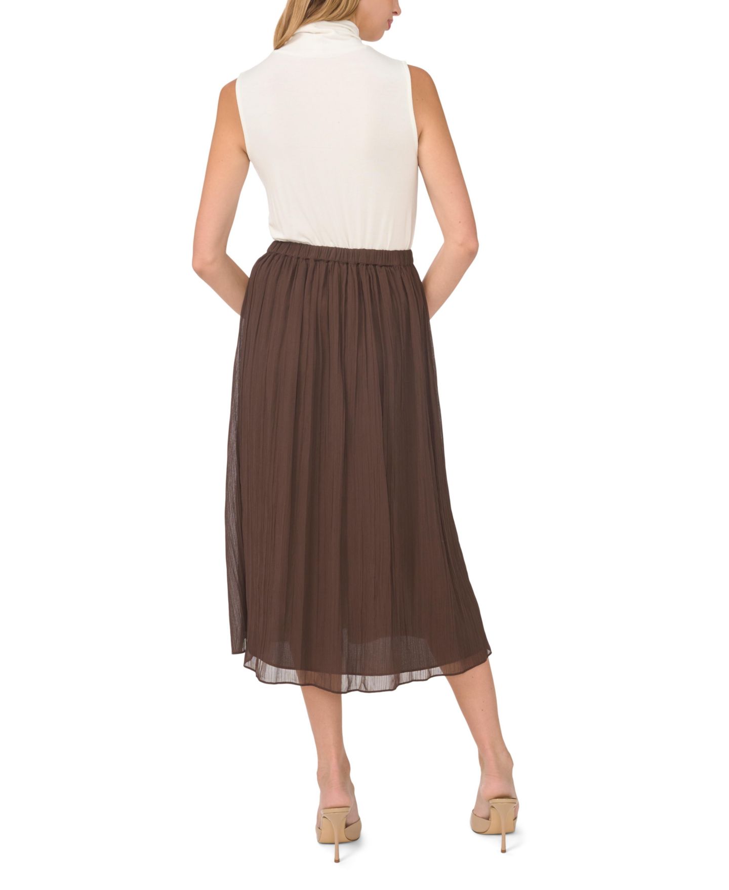 Женская юбка Vince Camuto Pleated Pull-On Midi, цвет: Насыщенный шоколадный — фото 5