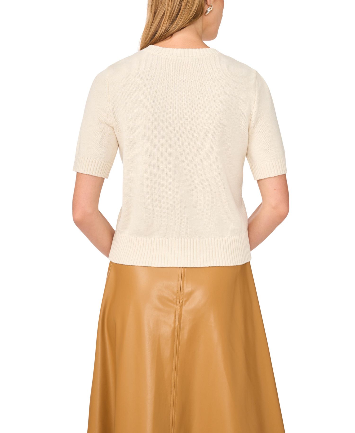 Women's Short-Sleeve Crewneck Cardigan