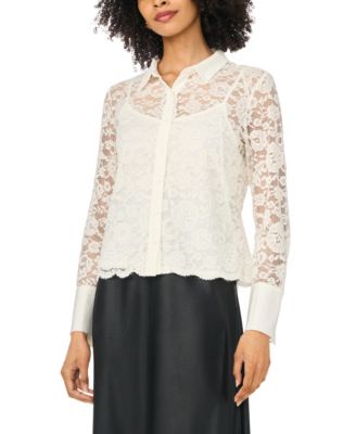 Women's Long-Sleeve Lace Floral Blouse