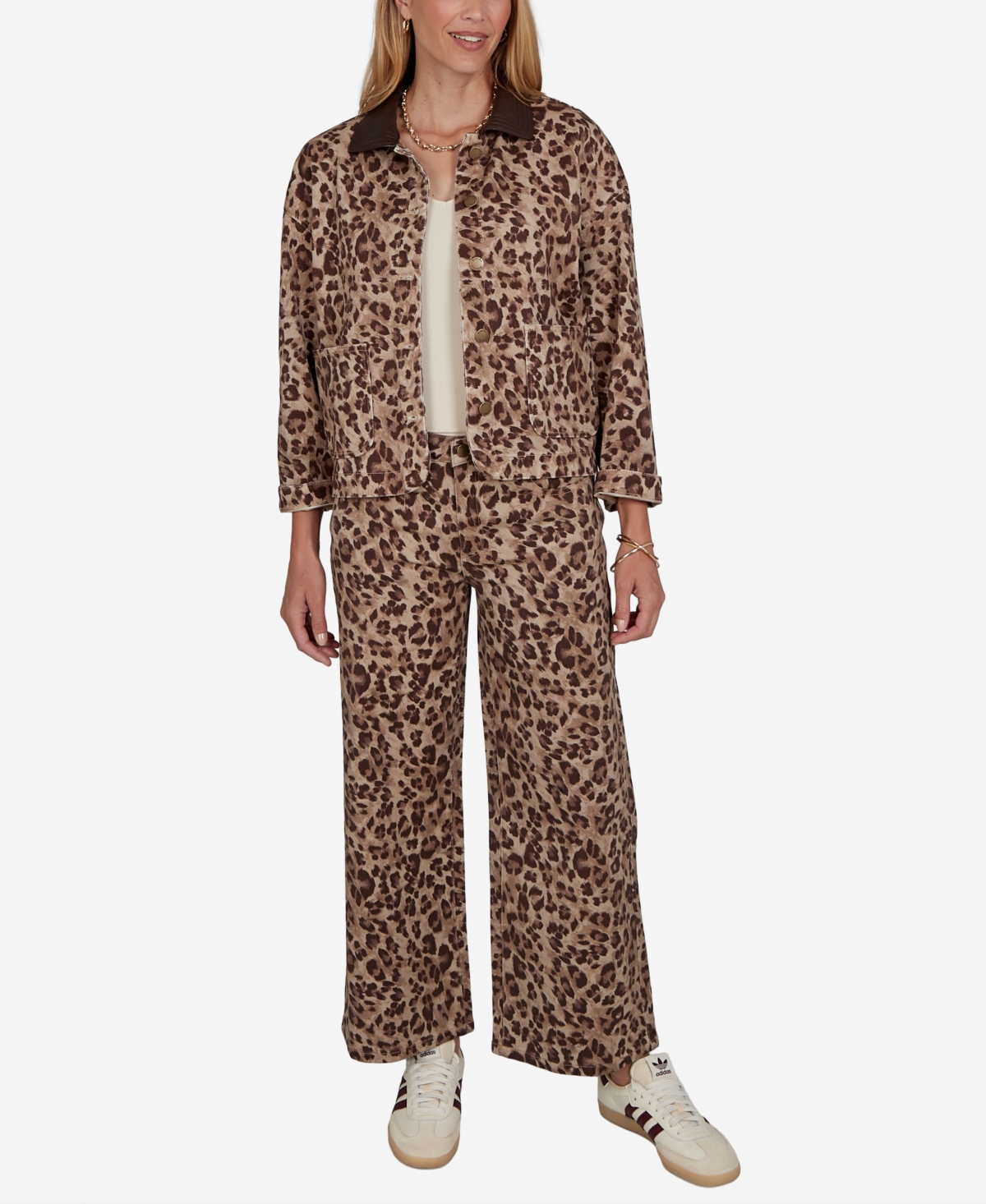 Ruby Rd. Petite Cheetah Print Denim Jacket