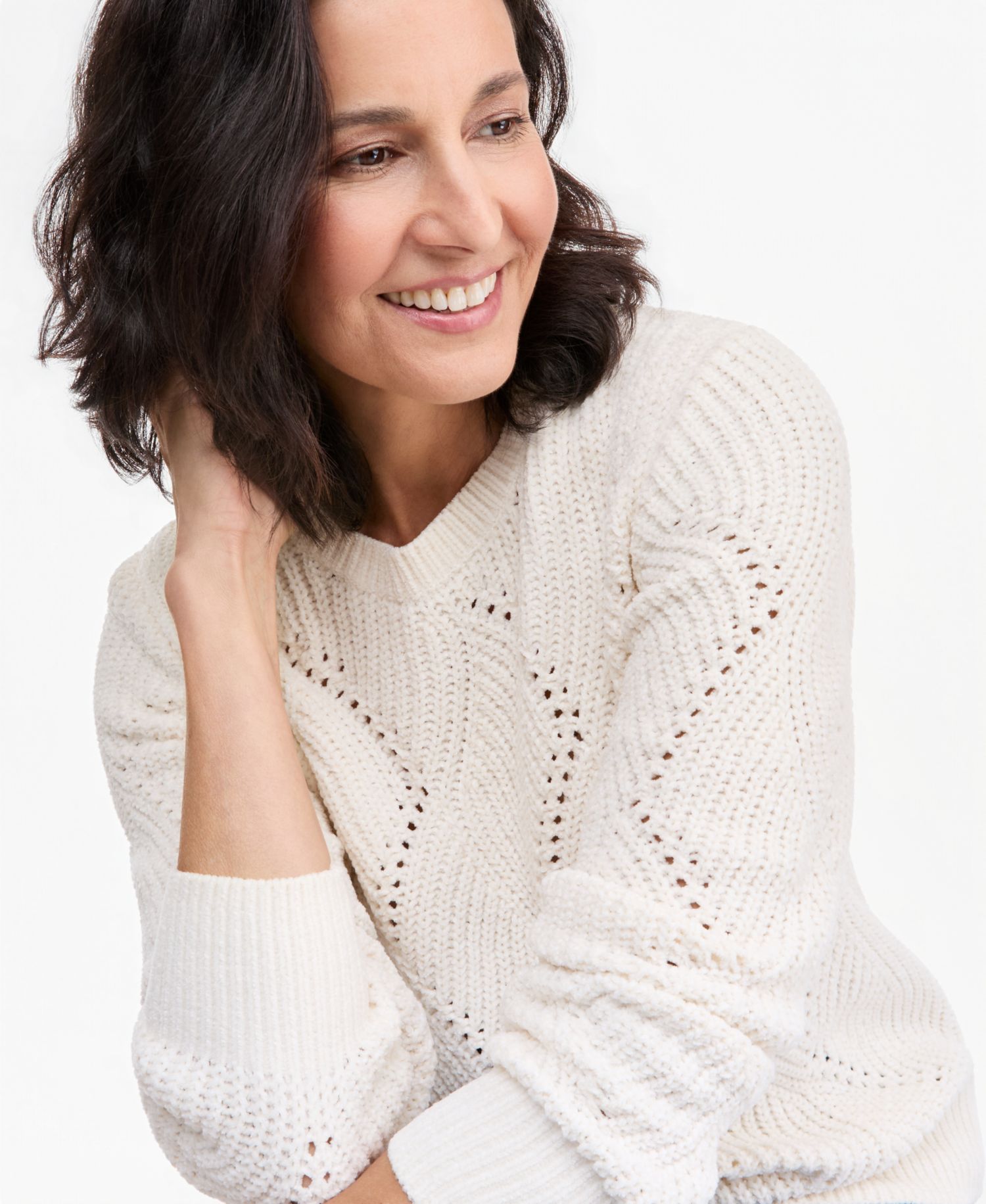 Women's Chenille Textured Stitch Crewneck Sweater