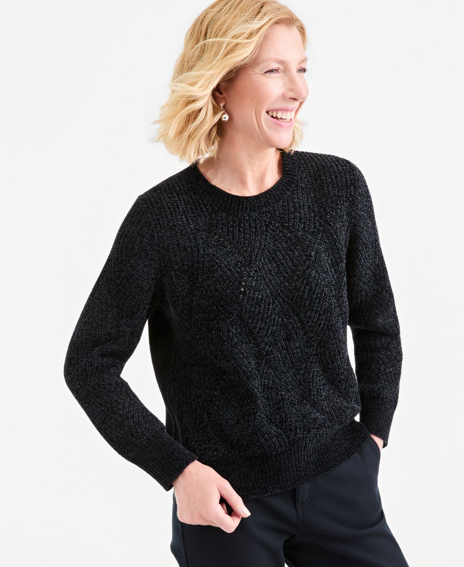 Women's Chenille Textured Stitch Crewneck Sweater