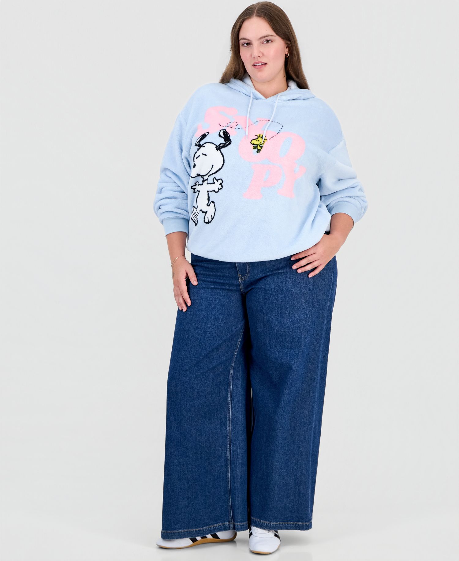 Plus Size Snoopy Graphic Long-Sleeve Hoodie