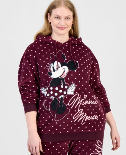 Женское худи Disney Plus Size Minnie Mouse Polka-Dot Hooded, цвет: Винный