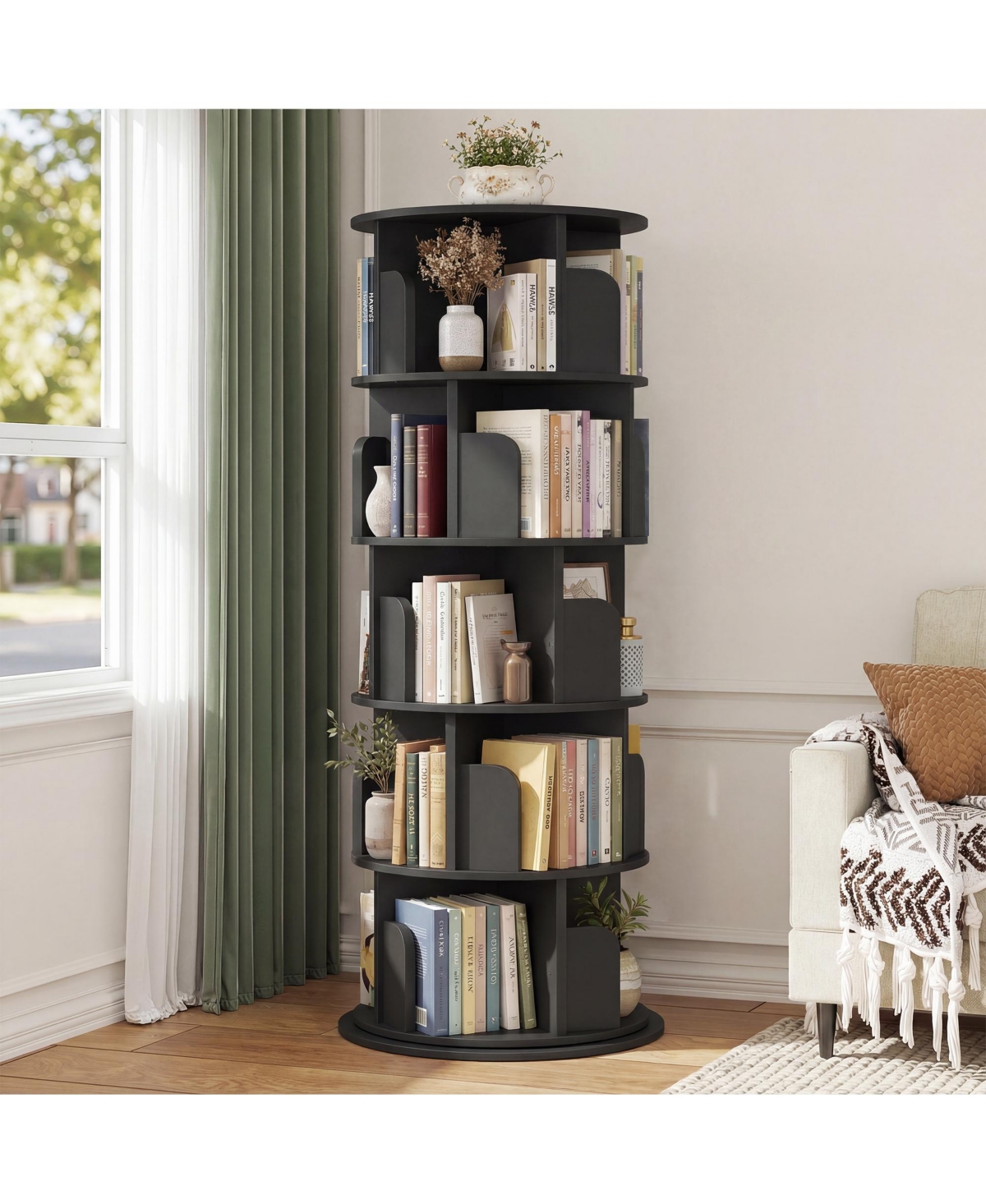 360 Display Wooden Rotating Bookcase