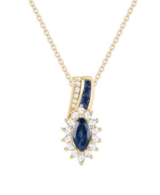 Ruby (5/8 ct. t.w.) & Diamond (1/4 ct. t.w.) Pendant Necklace in 14k Yellow Gold (Also available in Emerald and Sapphire)