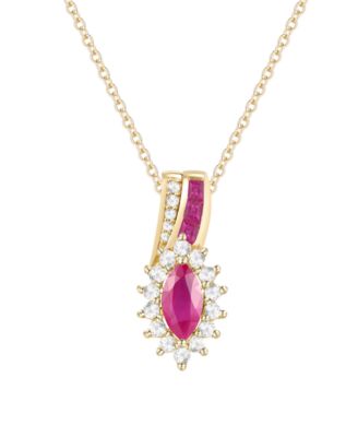 Ruby (5/8 ct. t.w.) & Diamond (1/4 ct. t.w.) Pendant Necklace in 14k Yellow Gold