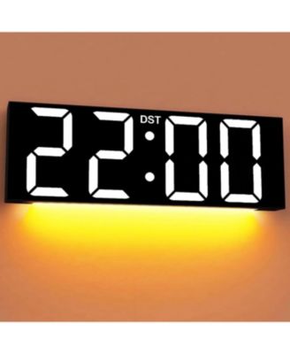 12 Inch Large Digital Wall Clock  with RGB Colors Auto DST Night Light Auto Brightness Plug in Memory Battery