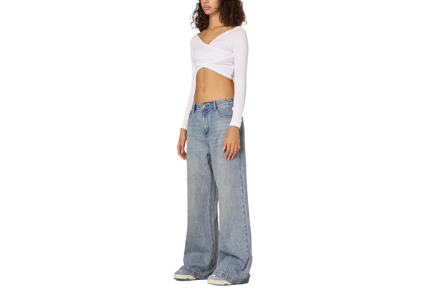 Women's Rhinestone Baggy Jeans