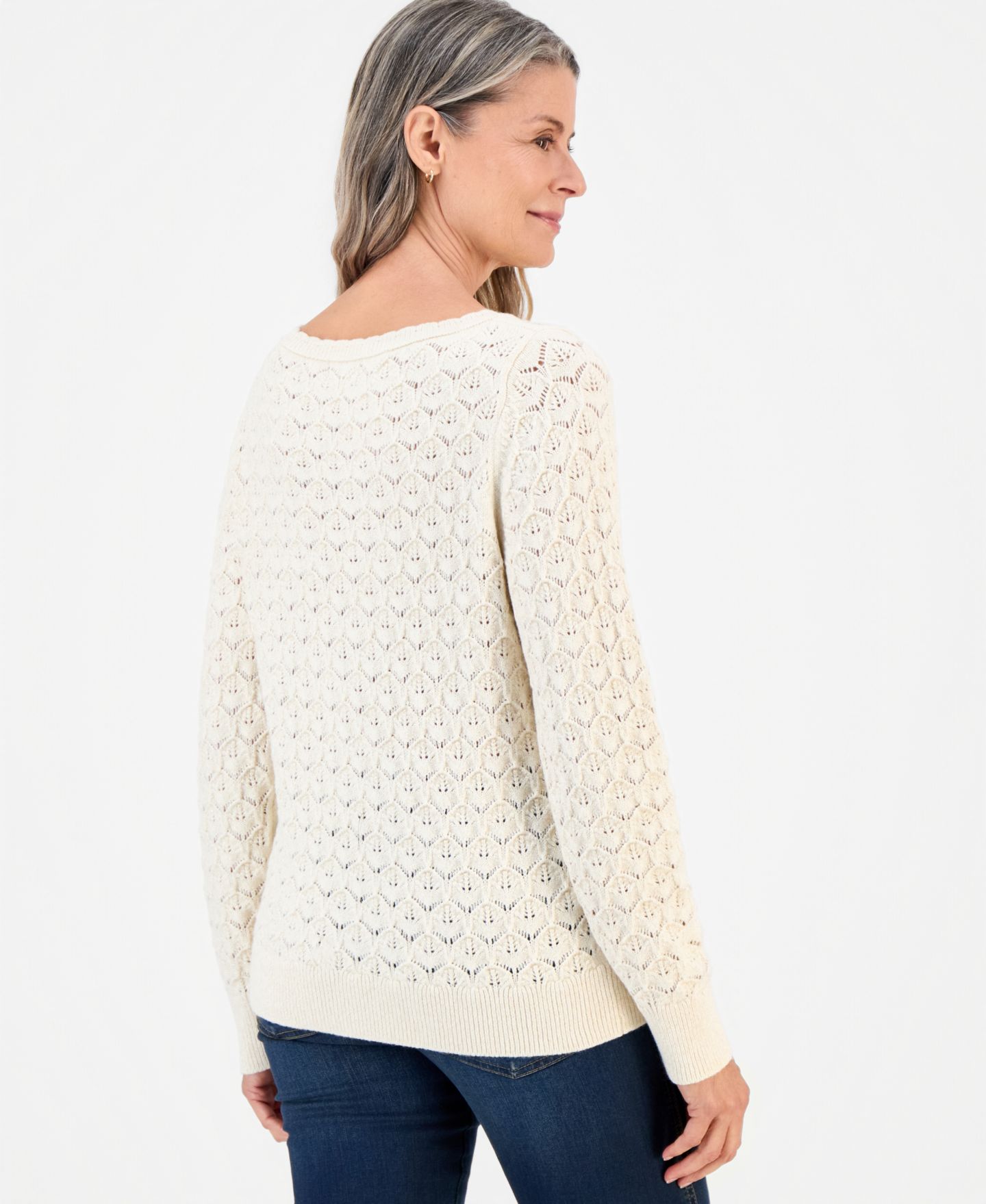 Женский свитер Style & Co Lurex Boatneck Pointelle, цвет: Palomino L — фото 3